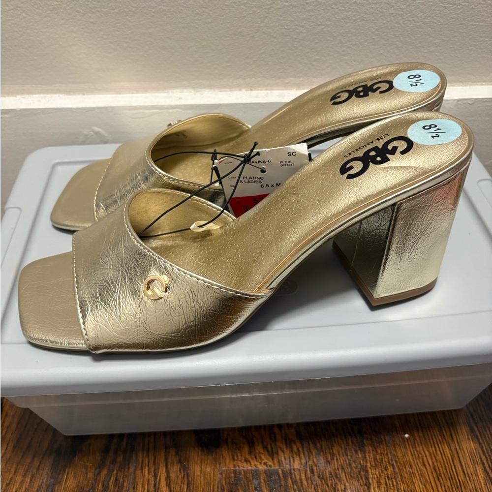 GBG Los Angeles Shimmering Gold Heels
